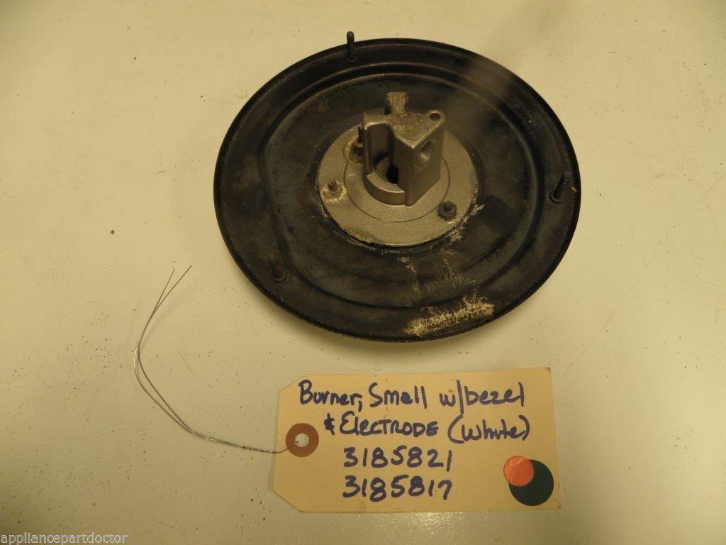 KITCHENAID STOVE 3185817 3185821 Burner Small w/bezel & electrode USED PART KITCHENAID STOVE 3185817 3185821 Burner Small w/bezel & electrode USED PART